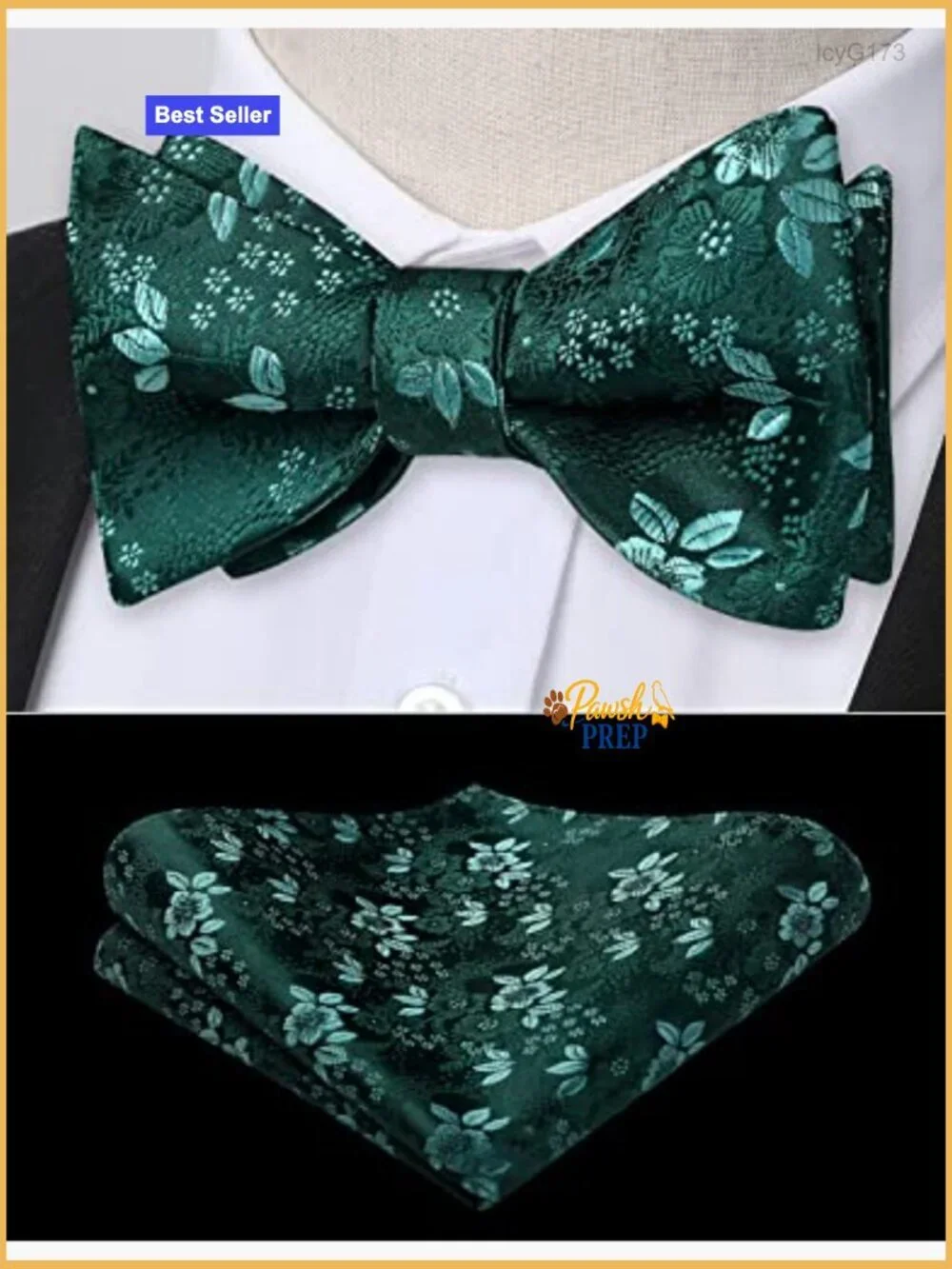 Self-Tie Bow Tie Set with Pocket Square, Silk Blend, Formal Wear